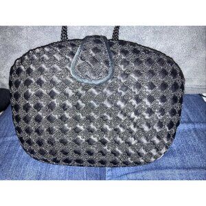 Boho Black Mini Crossbody Clutch Croquette Clamshell Purse Simple Elegance